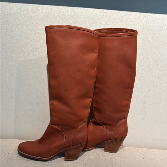 Rachel Comey knee high tan leather stacked wood heel boots size 7 - Picture 7 of 8